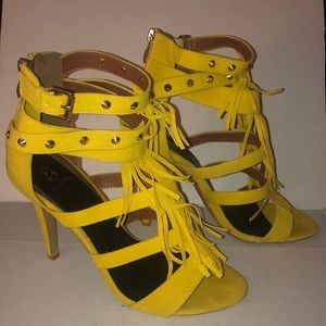 Yellow suede heels